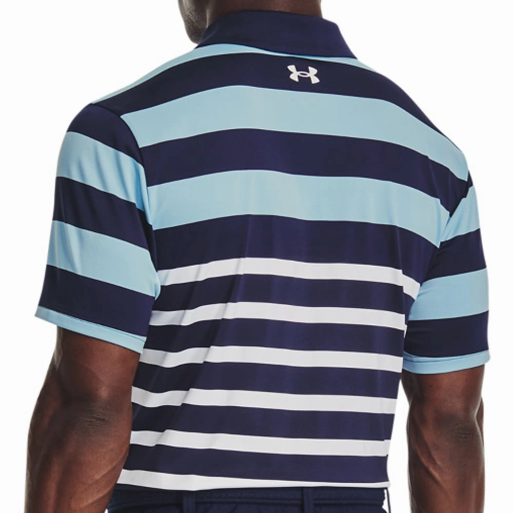 Fur combination AntiStaticFinish Under Armour Playoff 3.0 Stripe Polo Shirt - Midnight Navy/Blizzard