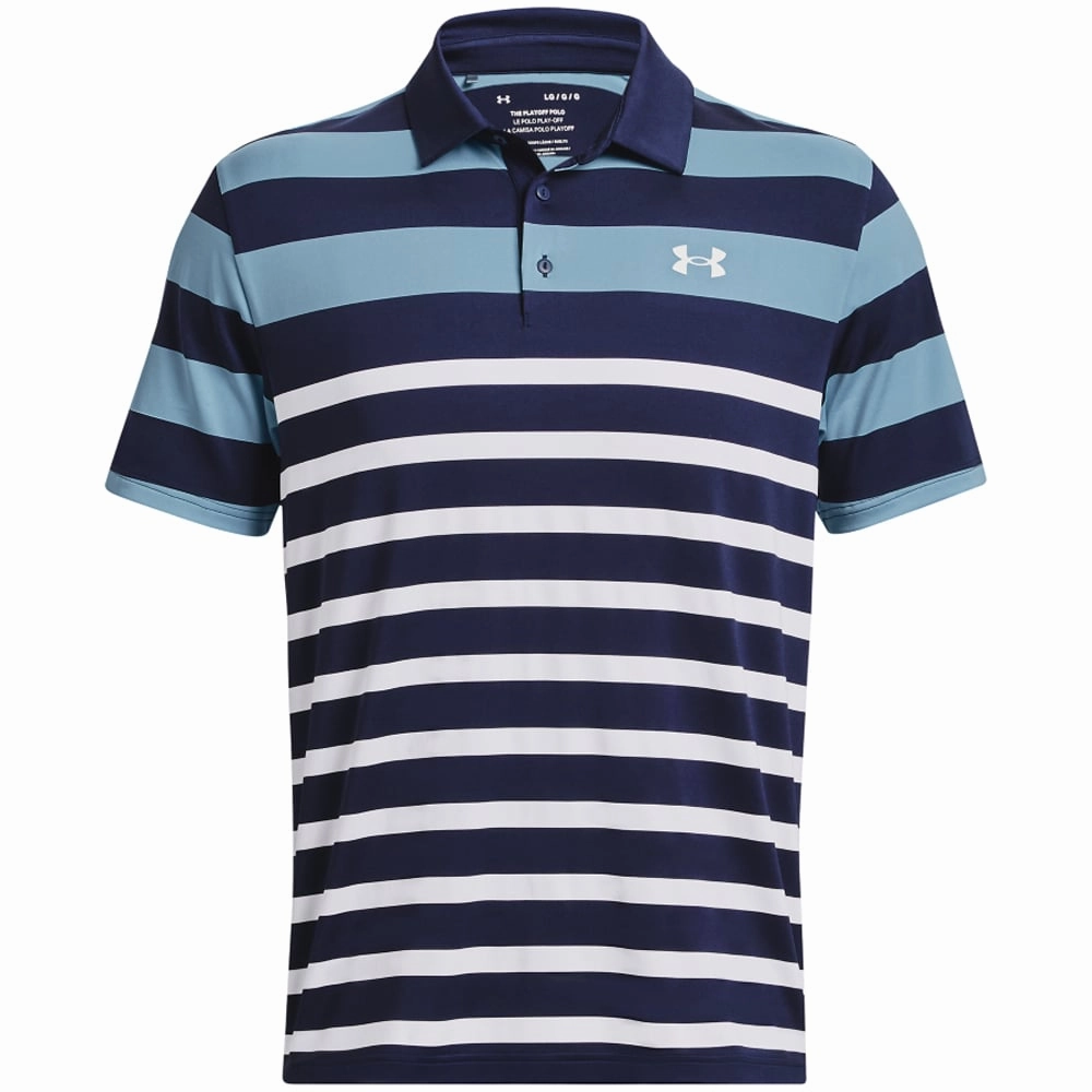 Modern Layering Essential Top Under Armour Playoff 3.0 Stripe Polo Shirt - Midnight Navy/Blizzard