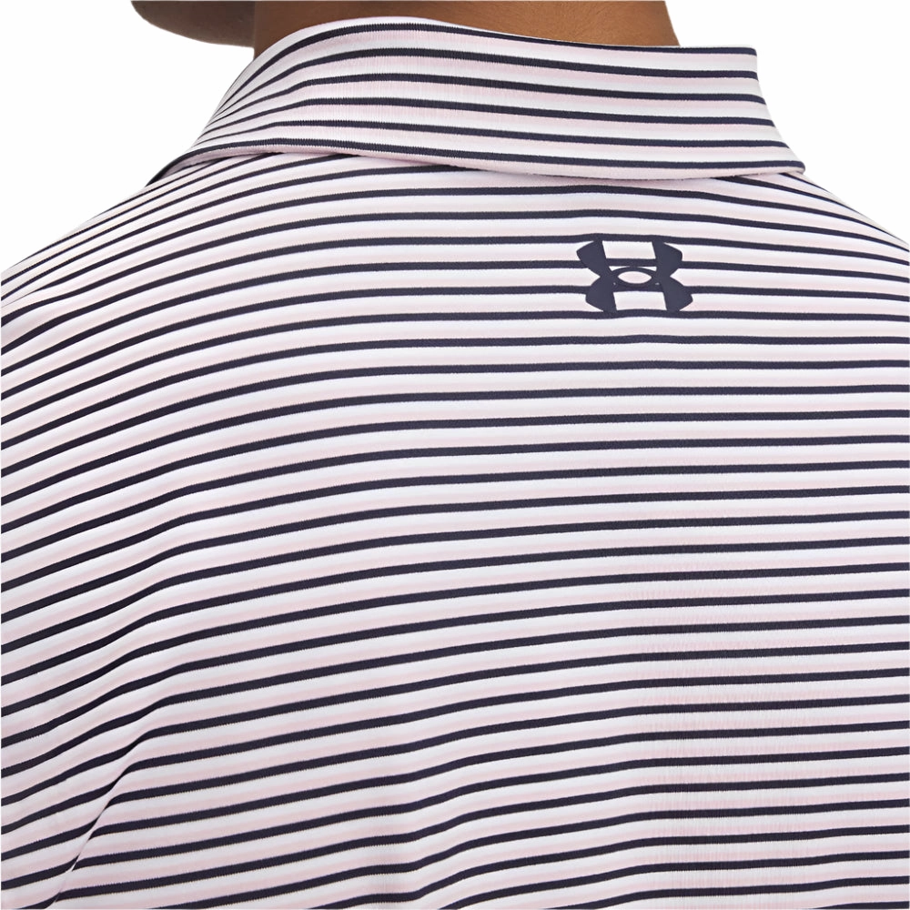 Wrinkle Resistant Finish Under Armour Playoff 3.0 Stripe Polo Shirt - Prime Pink/Midnight Navy/Midnight Navy