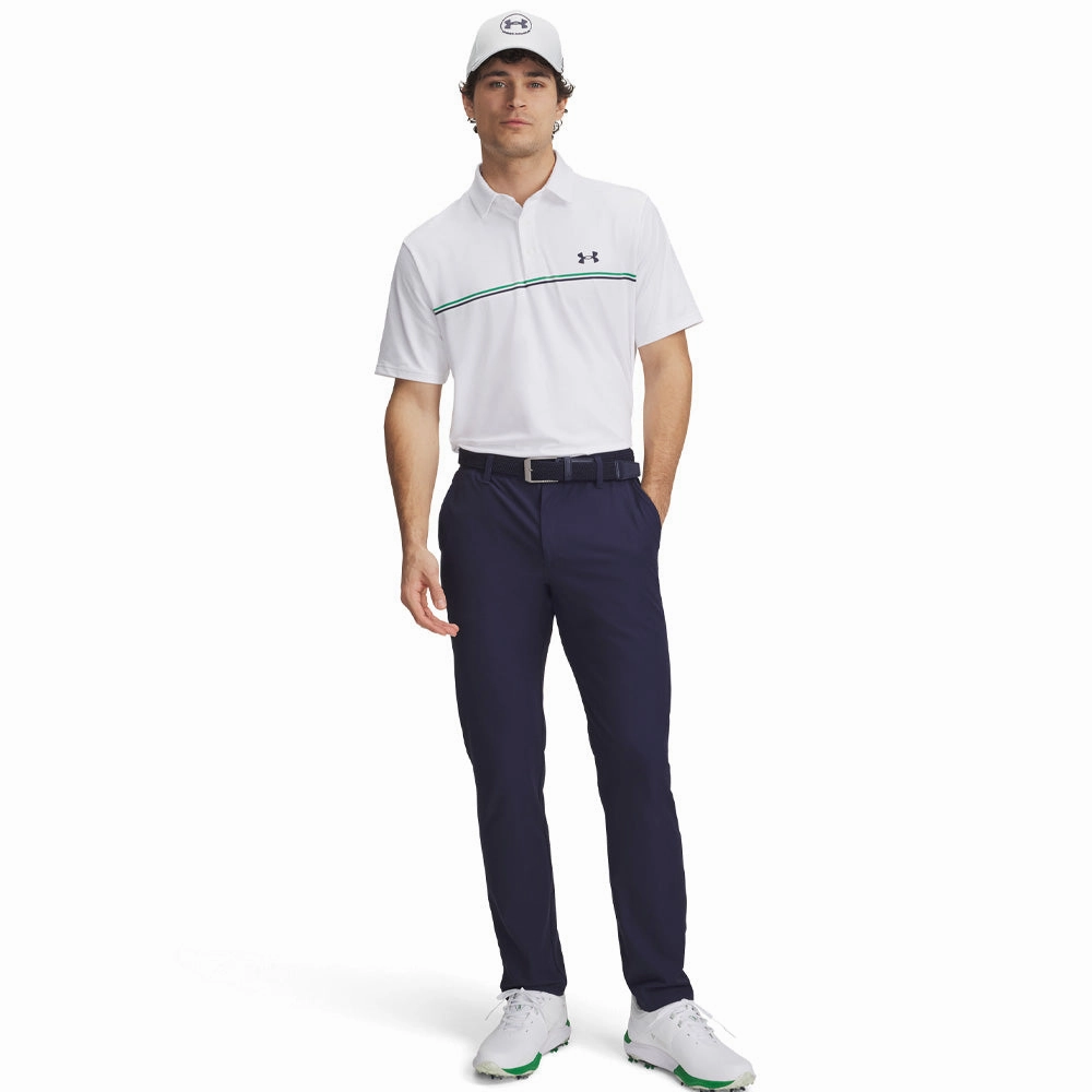 Yoga class Under Armour Playoff 3.0 Stripe Polo Shirt - White/Green/Midnight Navy