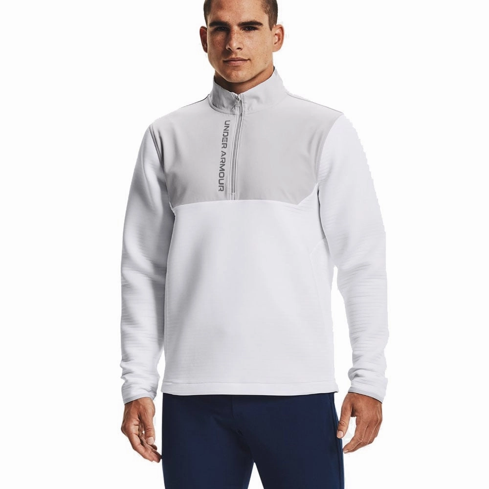 Adjustable Hood Under Armour Storm Daytona 1/2 Zip Pullover - White/Halo Grey