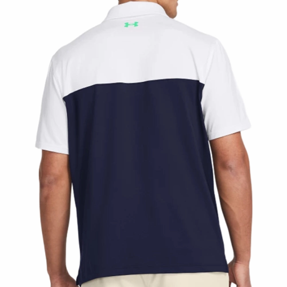 Under Armour T2G Color Block Polo Shirt - Midnight Navy/White/Vapor Green Weekend Comfort Wear Modern Design