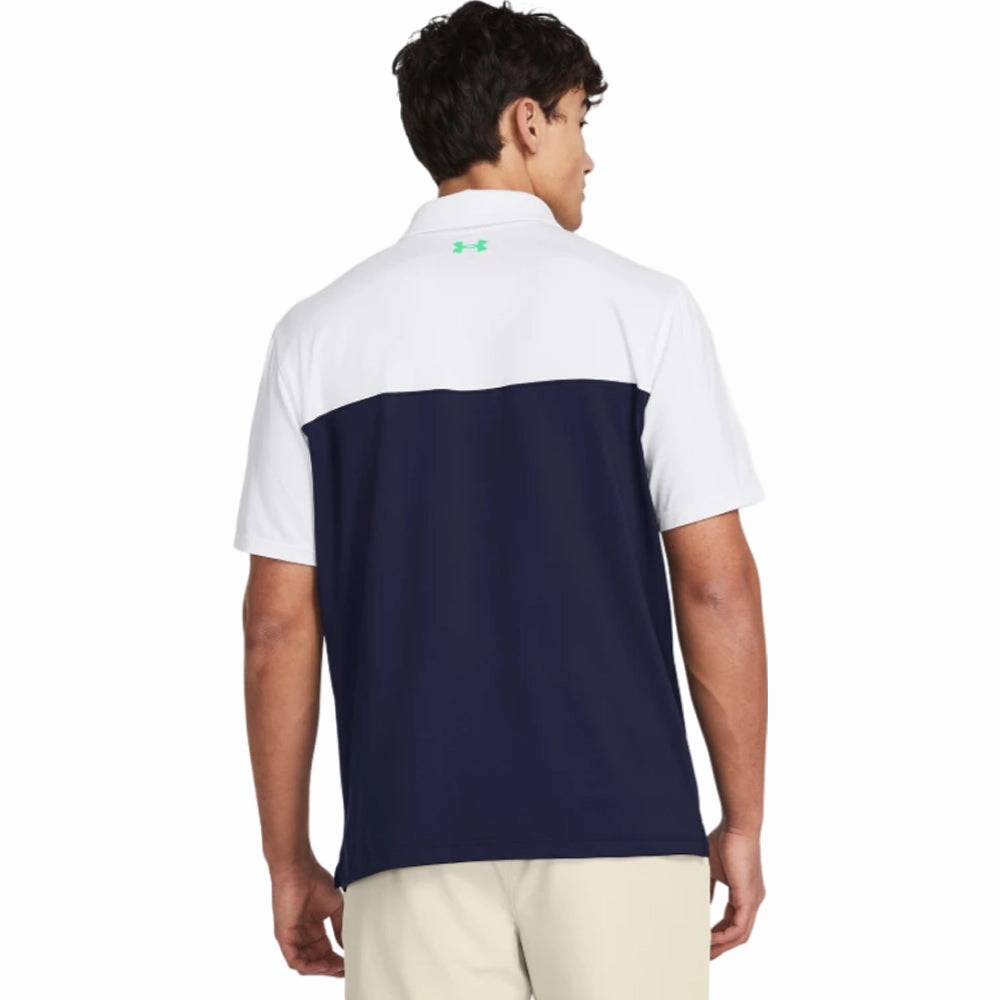 Casual and cool Under Armour T2G Color Block Polo Shirt - Midnight Navy/White/Vapor Green