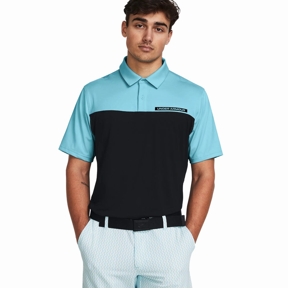 Under Armour T2G Colour Block Polo Shirt - Black/Sky Blue/Black ethical Modern Layer