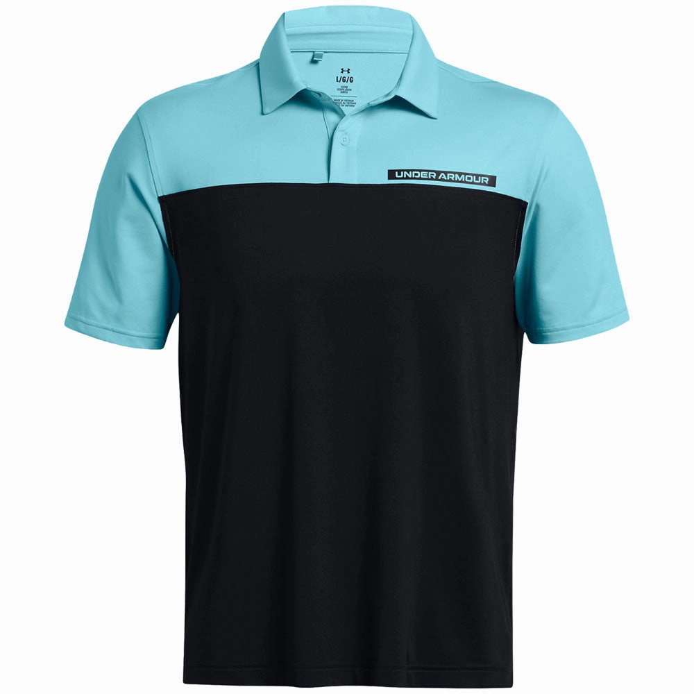 Under Armour T2G Colour Block Polo Shirt - Black/Sky Blue/Black All-Purpose Wear