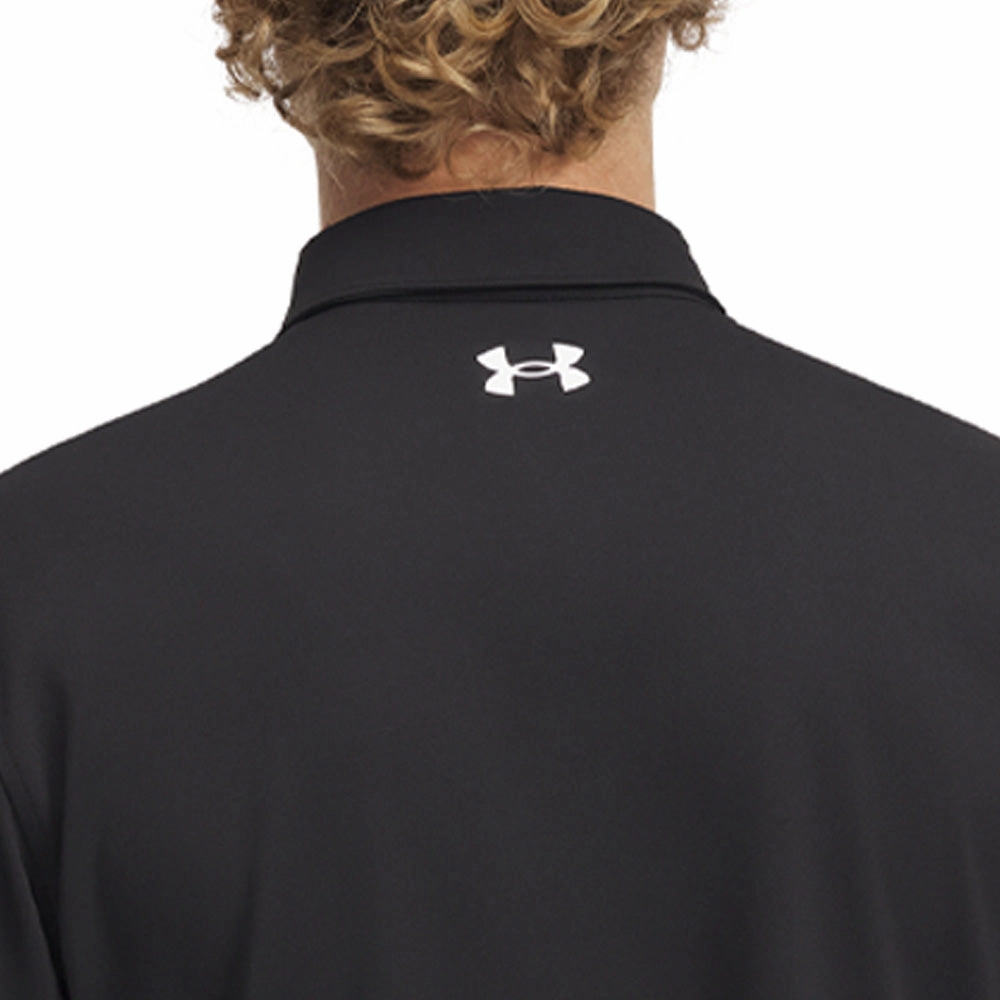 Under Armour T2G Pique Polo Shirt - Black/White Layered Sleeve Construction Soft Layer