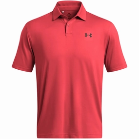 Under Armour T2G Polo Shirt - Red Solstice/Black Relaxed Everyday Wear Yarn Dyed Stripes