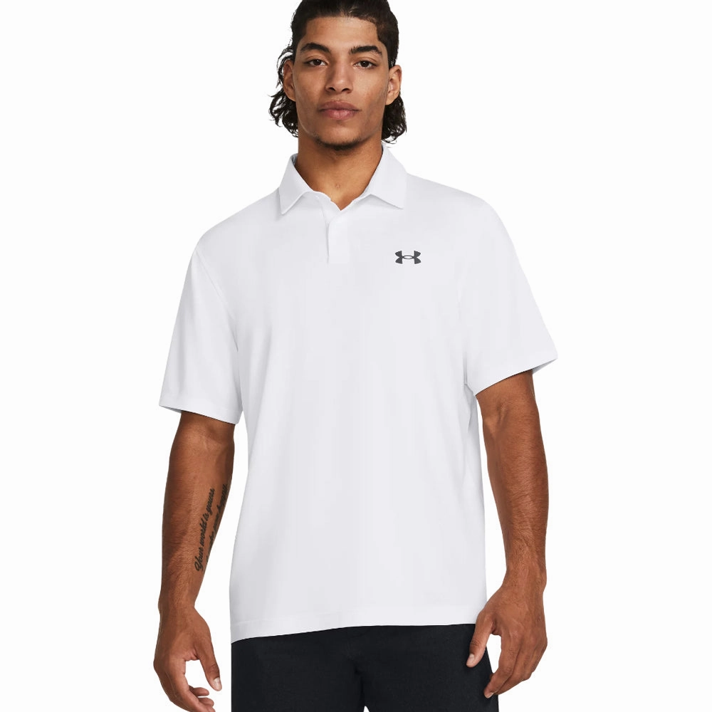 Under Armour T2G Polo Shirt - White/Pitch Gray Fashion Comfort Tubular Knit Structure