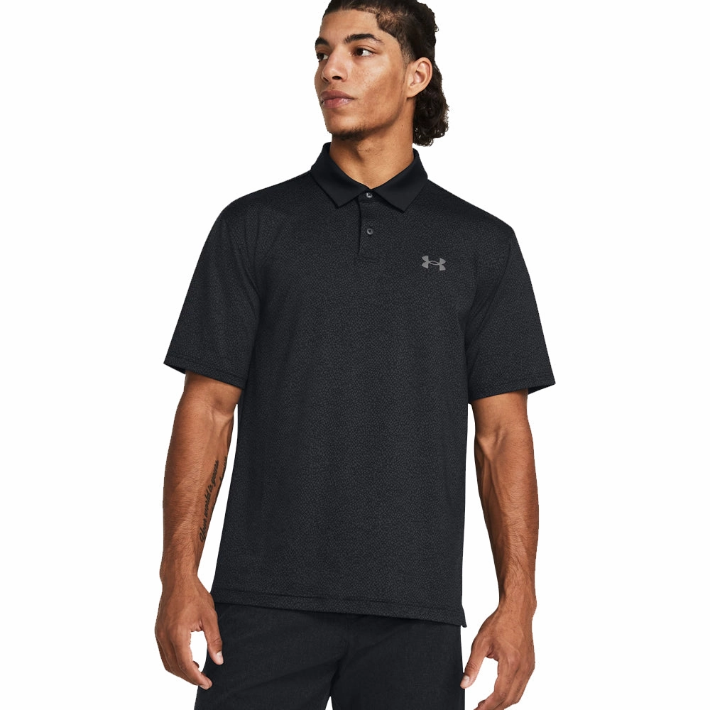 Under Armour T2G Printed Polo Shirt - Black/Castlerock Breezy Comfort Animal print wildness