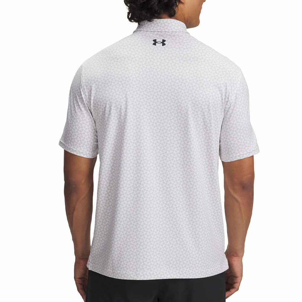 Under Armour T2G Printed Polo Shirt - White/Halo Gray/Black Pocket Detailing light layering