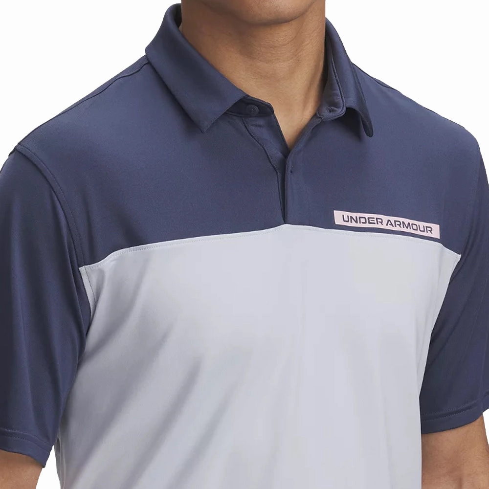 Under Armour Tee To Green Color Block Polo Shirt - Downpour Grey/Halo Gray/Prime Pink Light and Comfortable Layerable Look