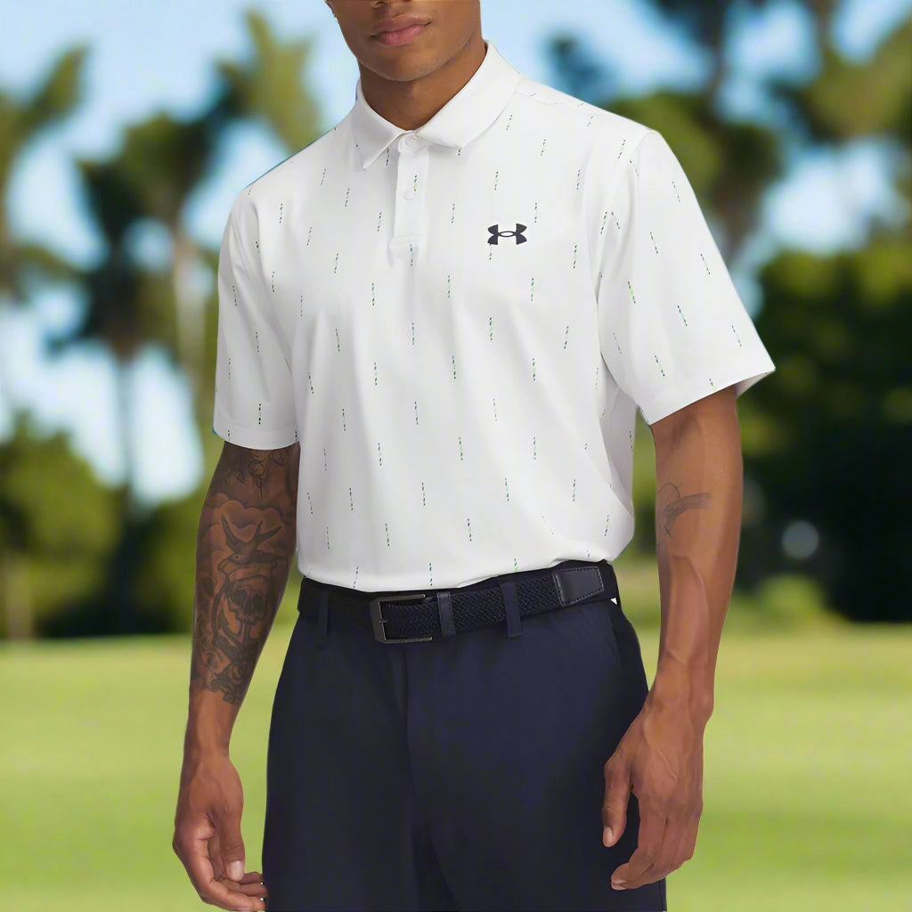 Under Armour Tee To Green Printed Polo Shirts - White/Midnight Navy BioBased Fibers Ruffled edges