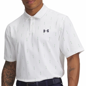 Under Armour Tee To Green Printed Polo Shirts - White/Midnight Navy High Density Weave
