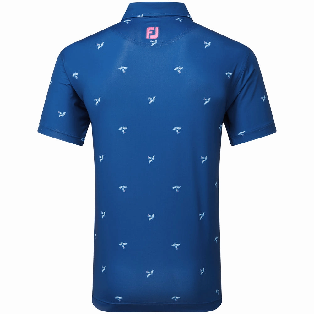 Trendy All-Day FootJoy Thistle Print Lisle Polo Shirt - Deep Blue