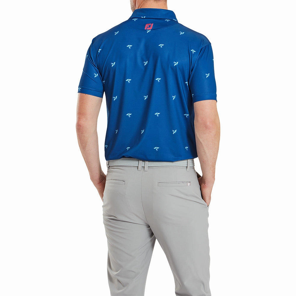 Street Trend Look FootJoy Thistle Print Lisle Polo Shirt - Deep Blue
