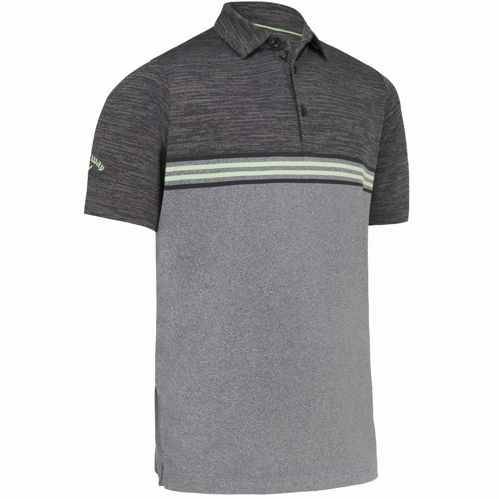 Travel Trend Holiday Style Callaway Heather Chest Stripe Polo Shirt - Caviar Heather
