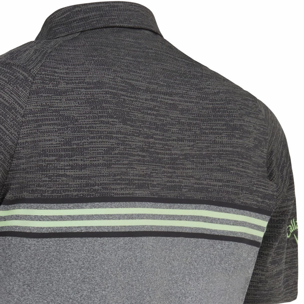 Chic and Cozy Wear Callaway Heather Chest Stripe Polo Shirt - Caviar Heather