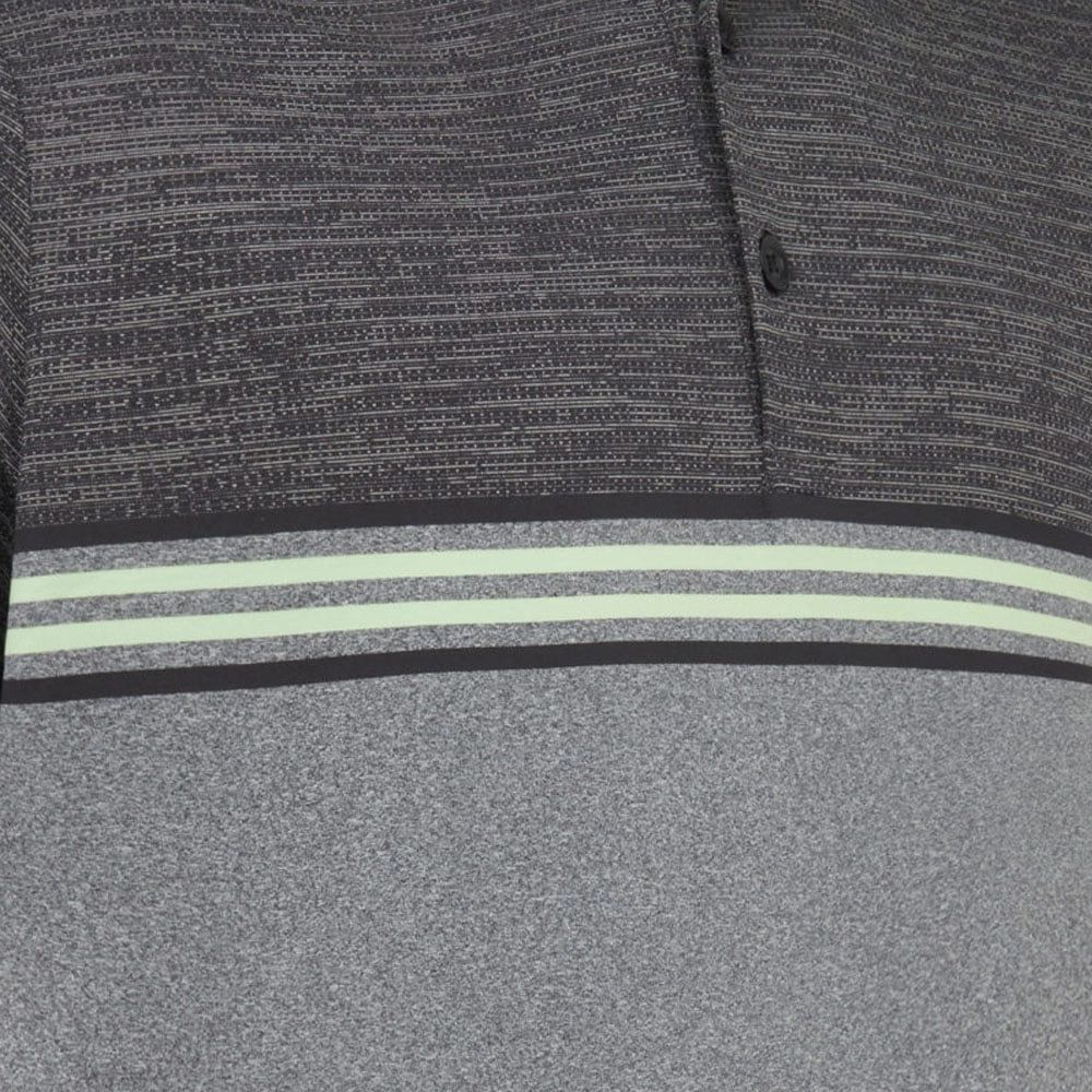 Callaway Heather Chest Stripe Polo Shirt - Caviar Heather Cozy Wardrobe