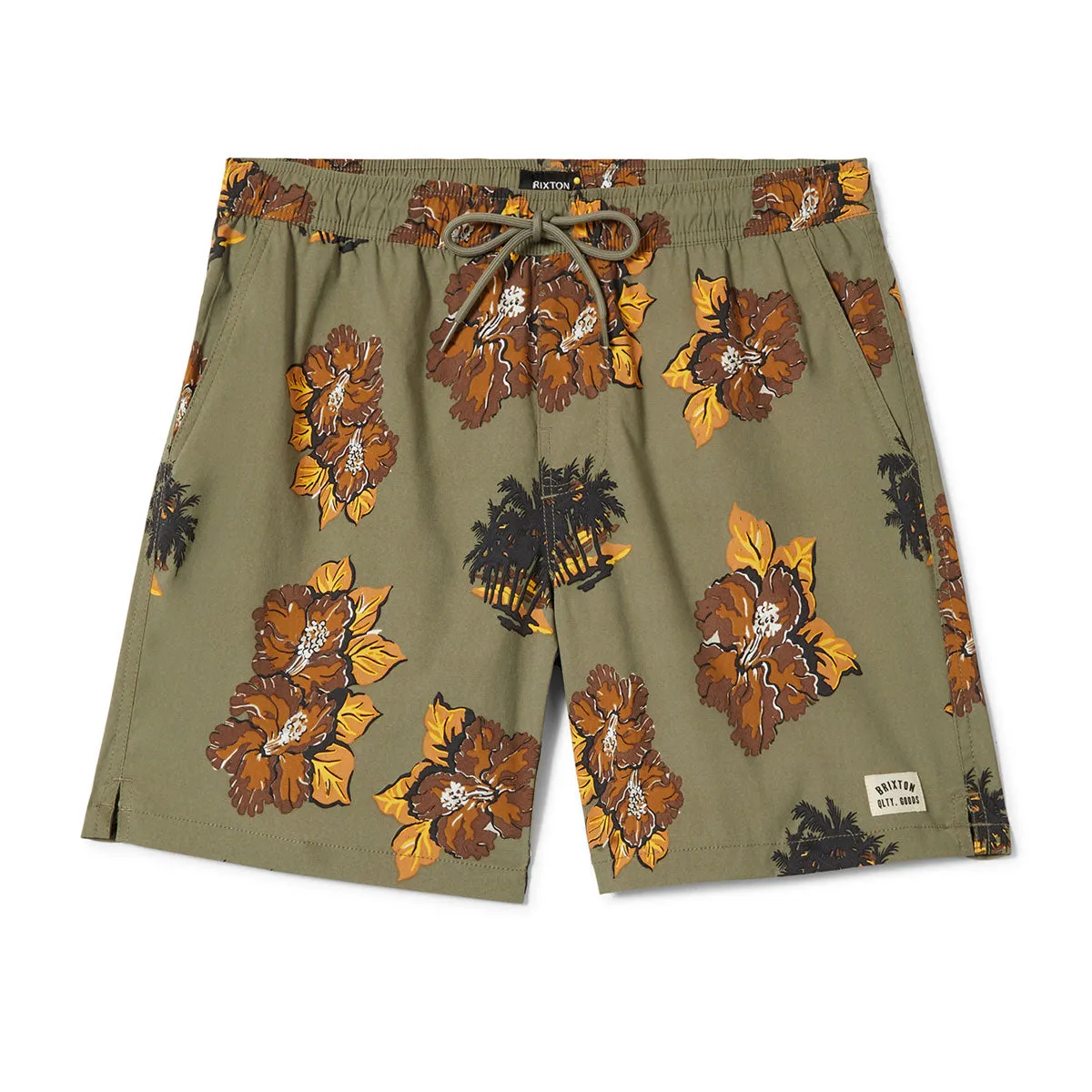 Basic Style AntiPillingFabric Brixton Everyday Stretch Hybrid Shorts - Olive Surplus Floral