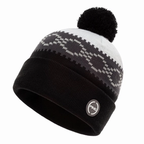 Ping Jorgen Bobble Beanie - Black/Silver/White Sporty Look Animal Print
