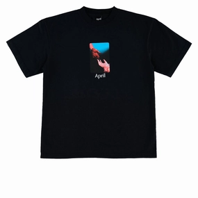 print design April Material T-Shirt - Black