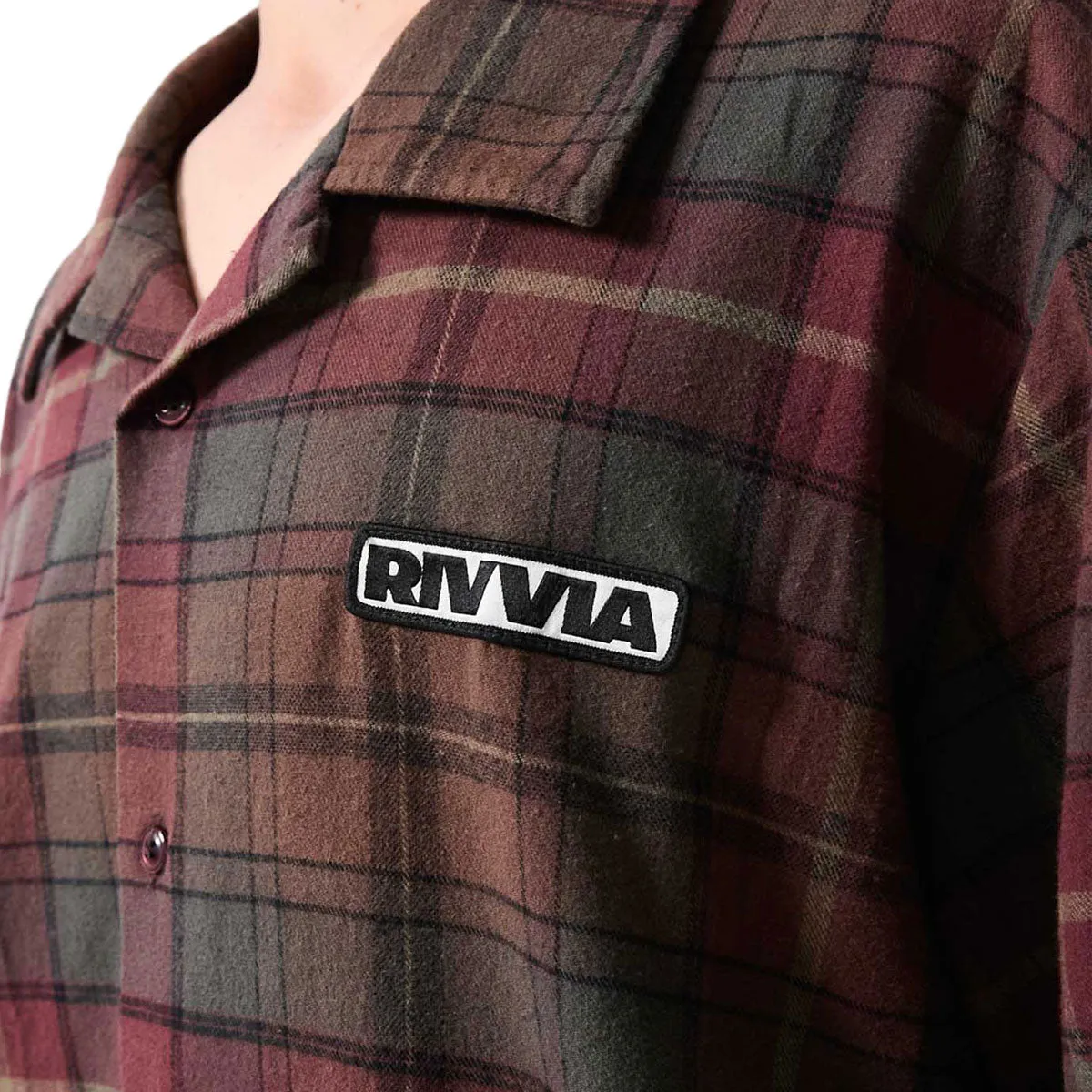 Non Iron Fashion Statement Rivvia VV Plaid Shirt - Black Brown