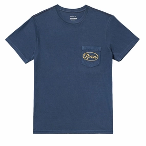 RVCA Contact Scripts Pocket T-Shirt - Moody Blue MicroPiqueKnit