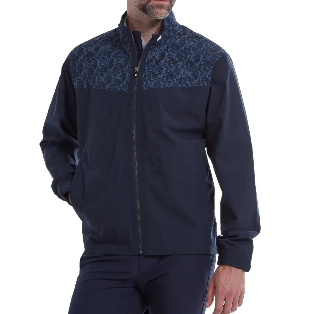 FootJoy HydroLite Waterproof Jacket - Navy/Marble Print Faux Fur Collar Durable Design