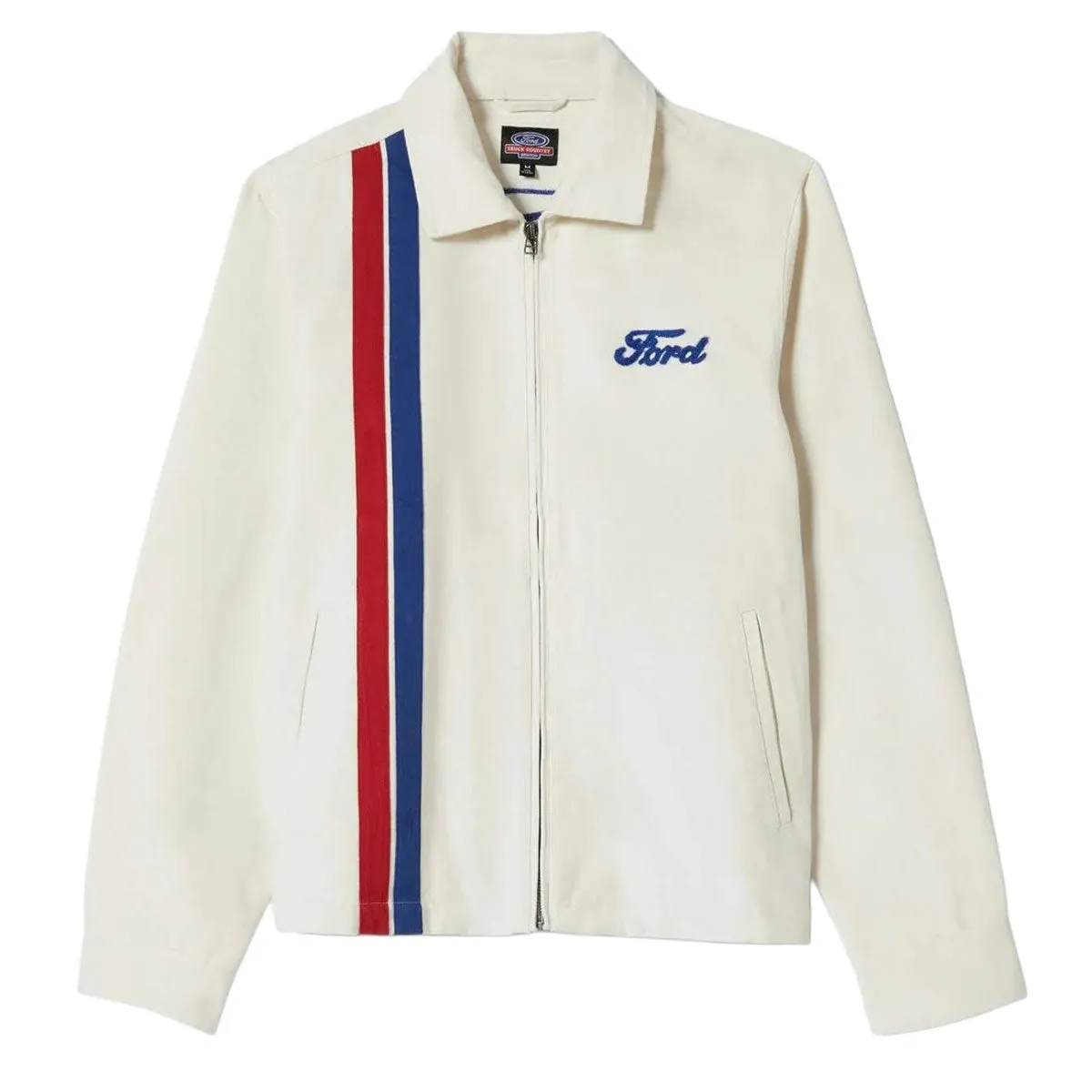 Statement Outerwear Autumn Layers Brixton x Ford Number One Garage Jacket - Wimbleton White