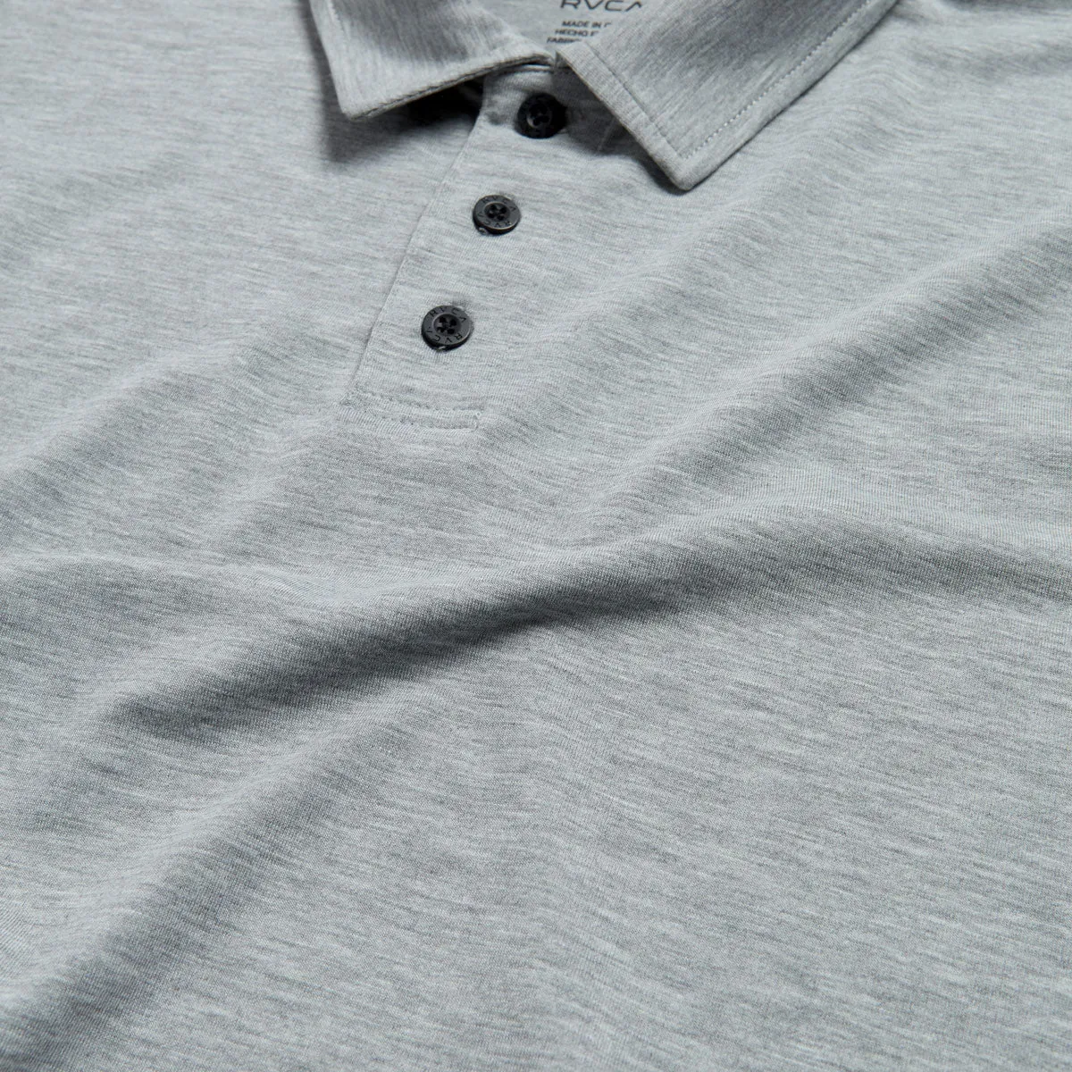 Chambray Fabric Soft Touch Fabric RVCA Balance Polo Shirt - Heather Grey