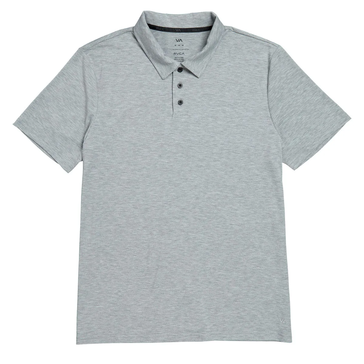 RVCA Balance Polo Shirt - Heather Grey Snag Resistant Fabric