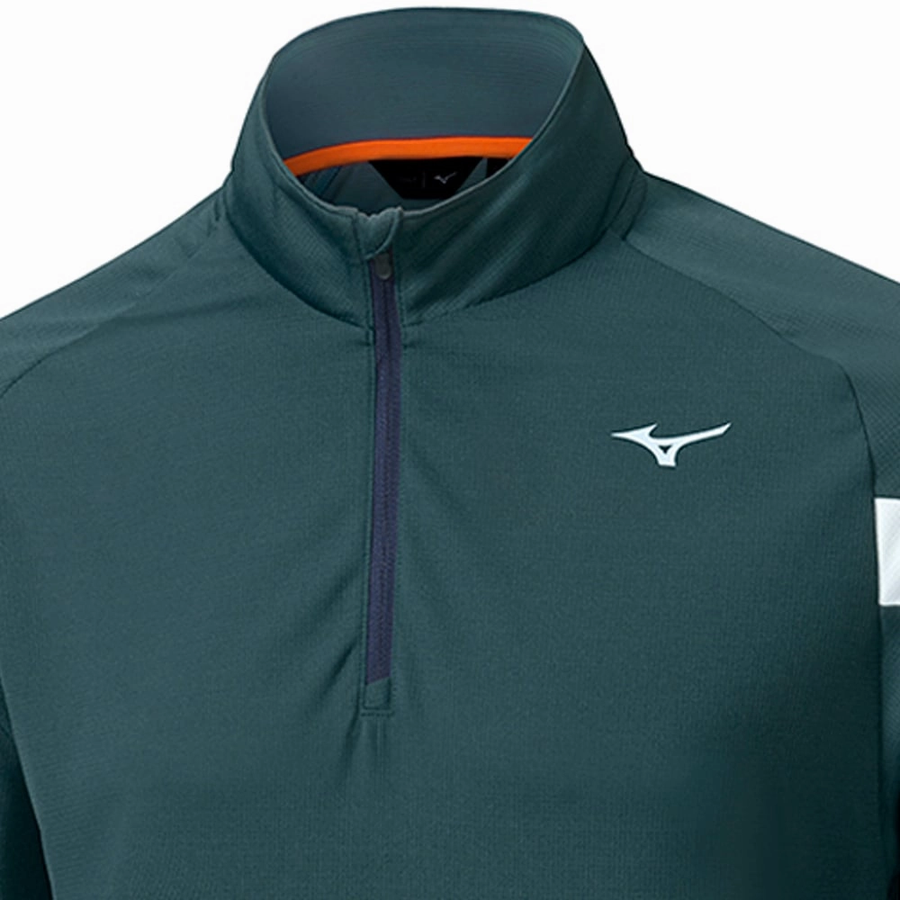 Loose Fit Mizuno Breath Thermo Drop 1/4 Zip Pullover - Navy