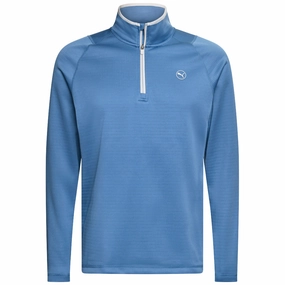 Hiking Essential Puma Waffle Fleece 1/4 Zip Sweater - Blue Horizon