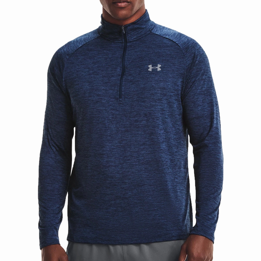 Under Armour Tech 2.0 1/2 Zip Pullover - Academy/Steel hat accents dry cleanable