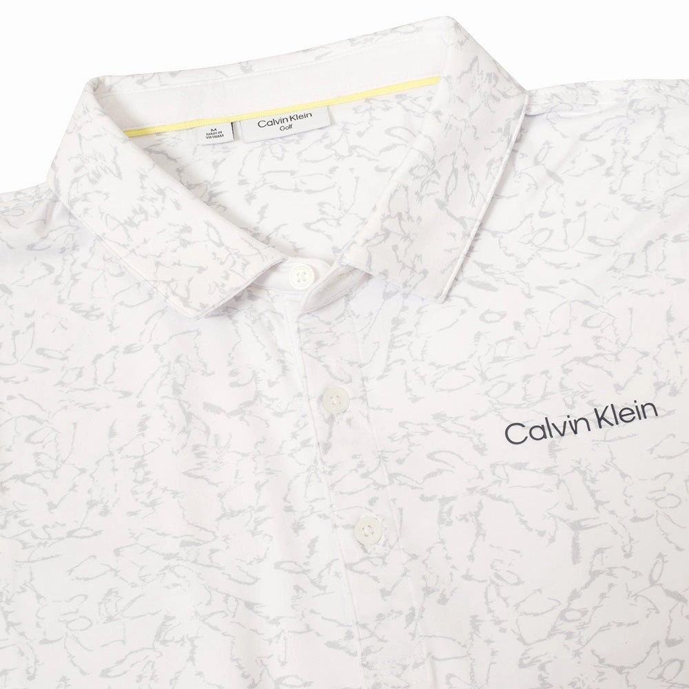 Calvin Klein Abstract Watercolour Printed Polo Shirt - White Classic Look