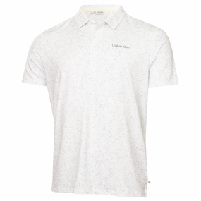 Minimalist Look Calvin Klein Abstract Watercolour Printed Polo Shirt - White