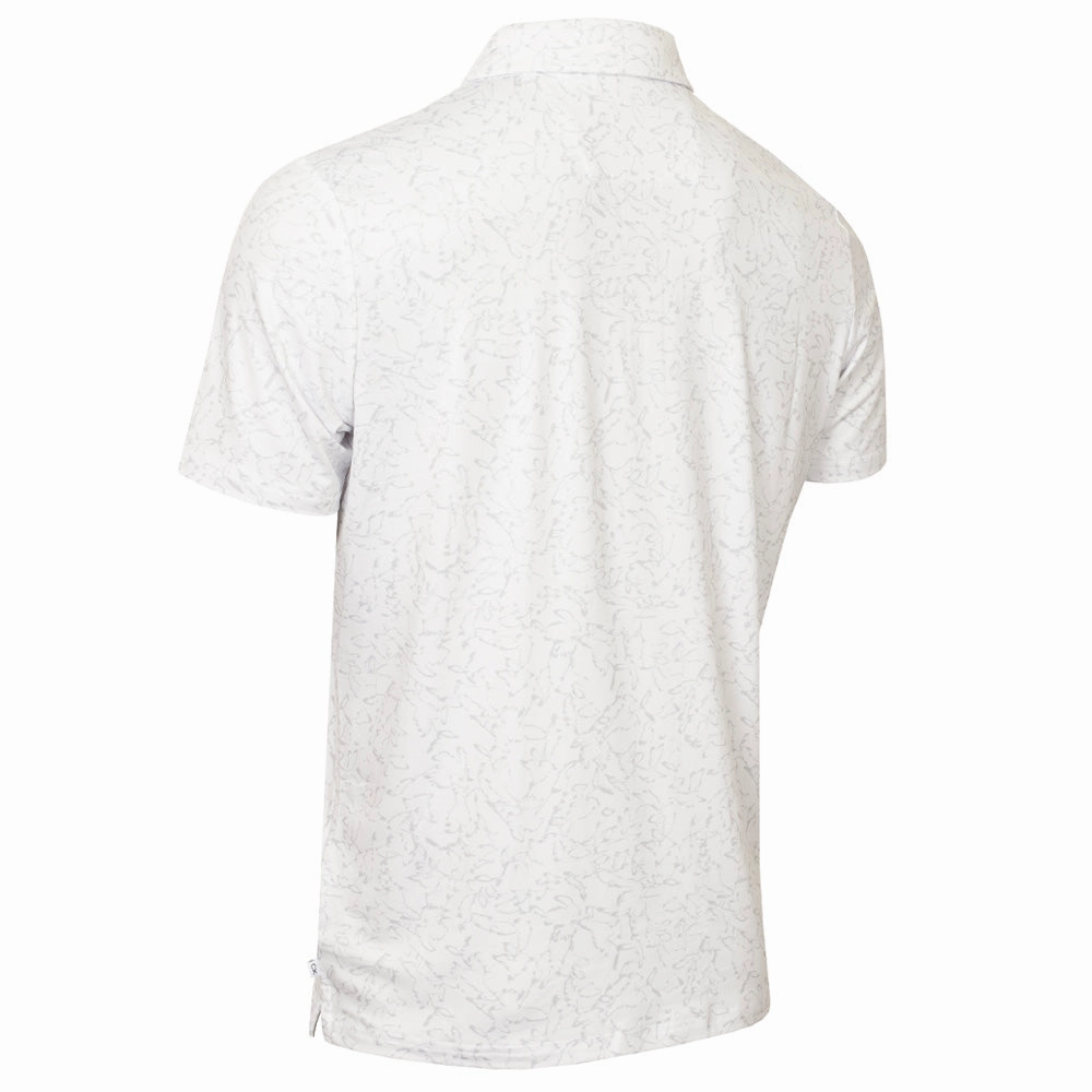 Fresh Outfit Fashion-Forward Fit Calvin Klein Abstract Watercolour Printed Polo Shirt - White