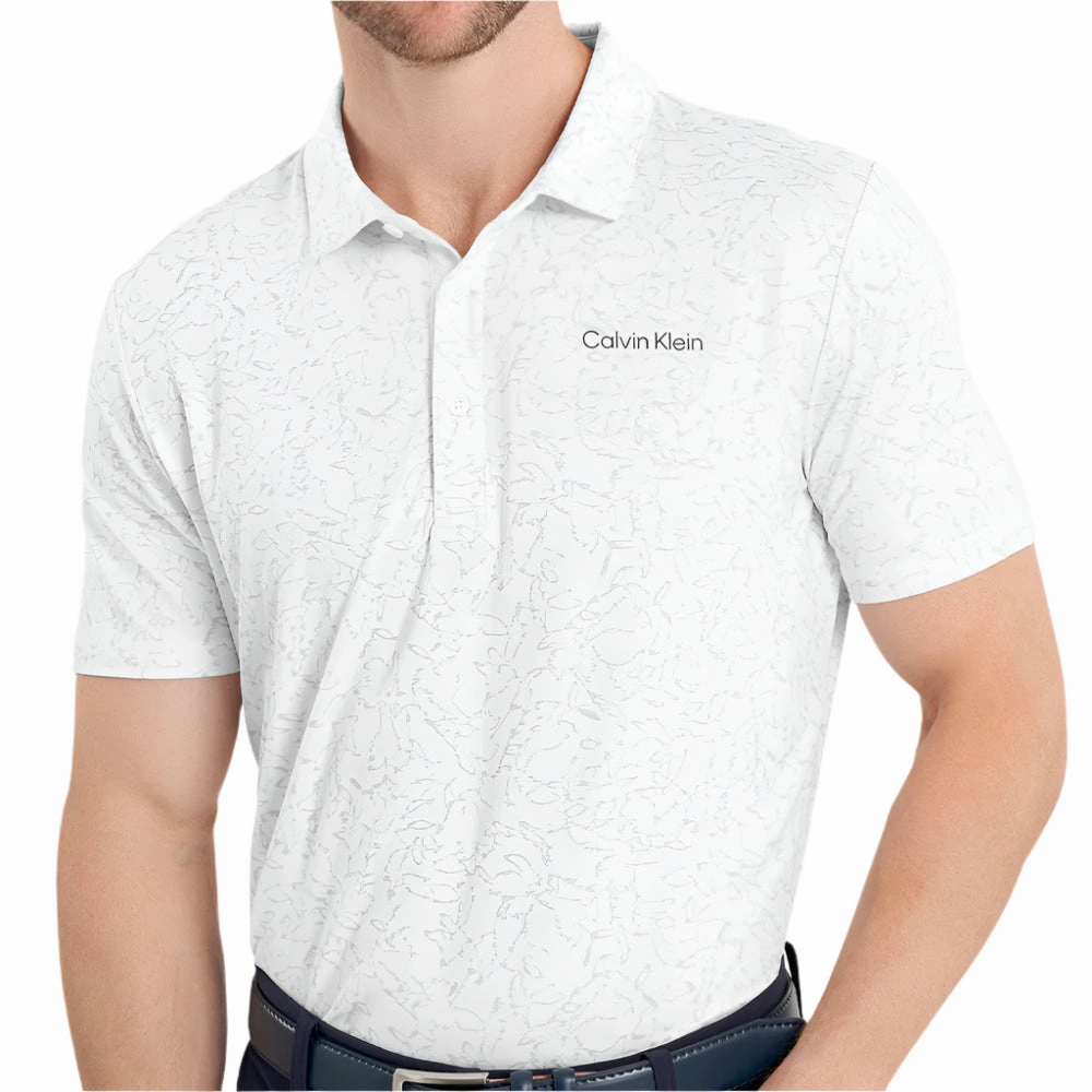 Breathable Essentials outdoor concert Calvin Klein Abstract Watercolour Printed Polo Shirt - White