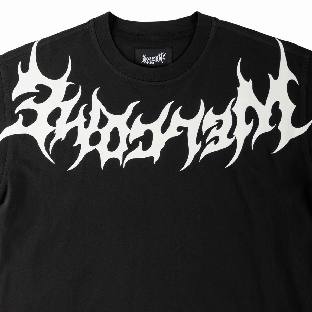 Welcome Collar Garment Dyed T-Shirt - Black Layered Hem Design