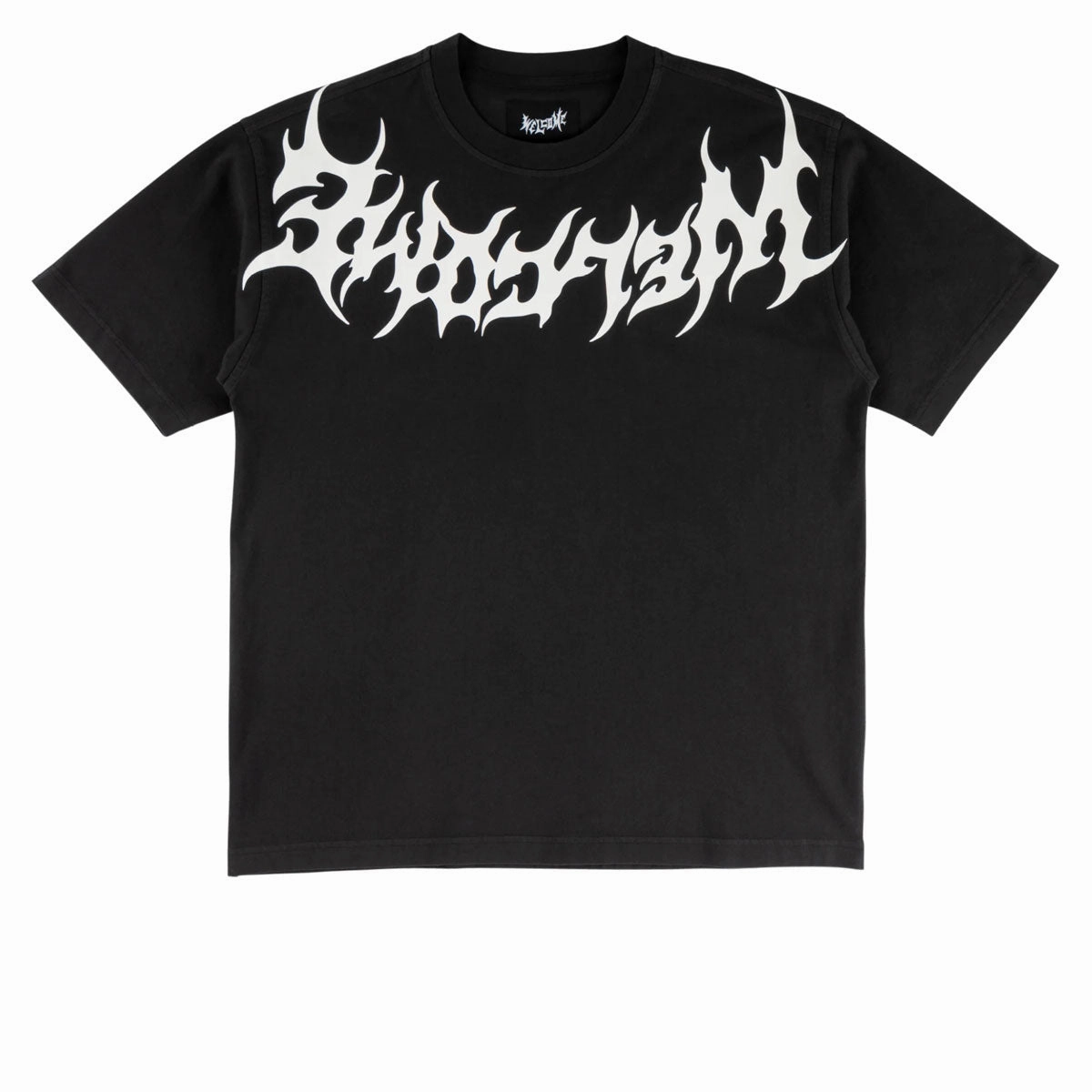 Weekend Wear Camping attire Welcome Collar Garment Dyed T-Shirt - Black