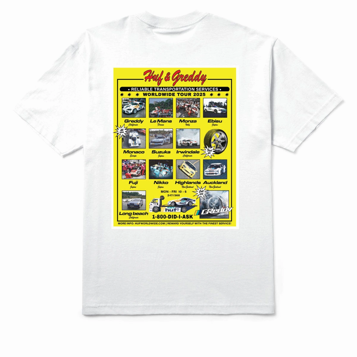 Lightweight Design HUF x Greddy Tour T-Shirt - White