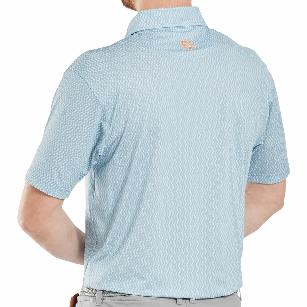Tagless Neckline Active Outfit FootJoy Wiggle Print Lisle Polo Shirt - Blue Jay/White/Pistachio/Orange