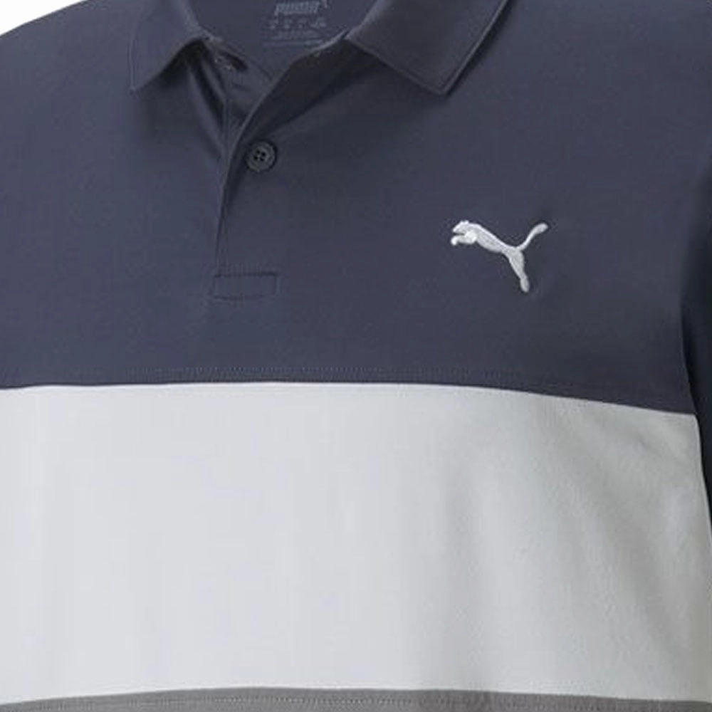 Anti Bacterial Treatment SoftenedNeckline Puma Cloudspun Highway Polo Shirt - Navy Blazer/Quiet Shade