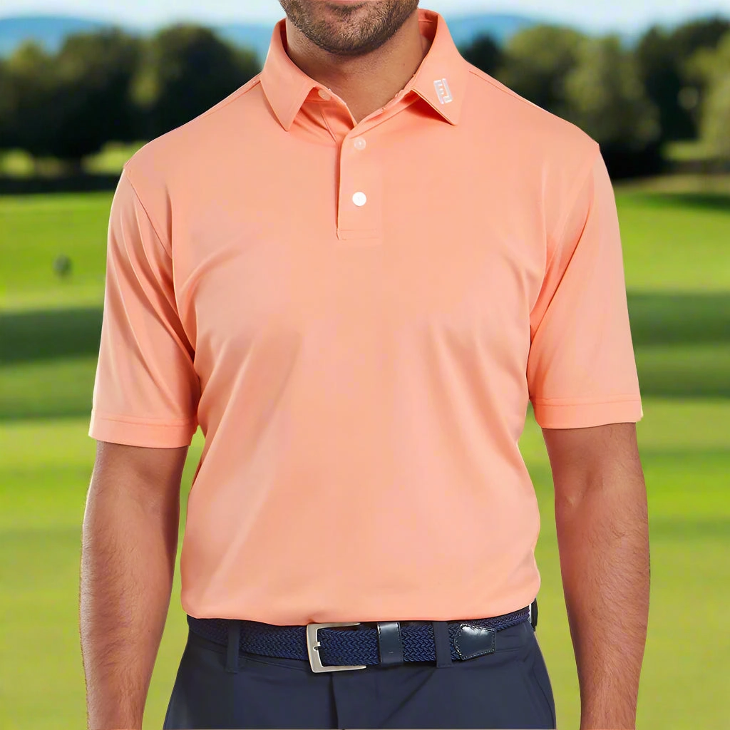 Stretch Jersey Knit FootJoy Stretch Pique Solid Polo Shirt - Papaya