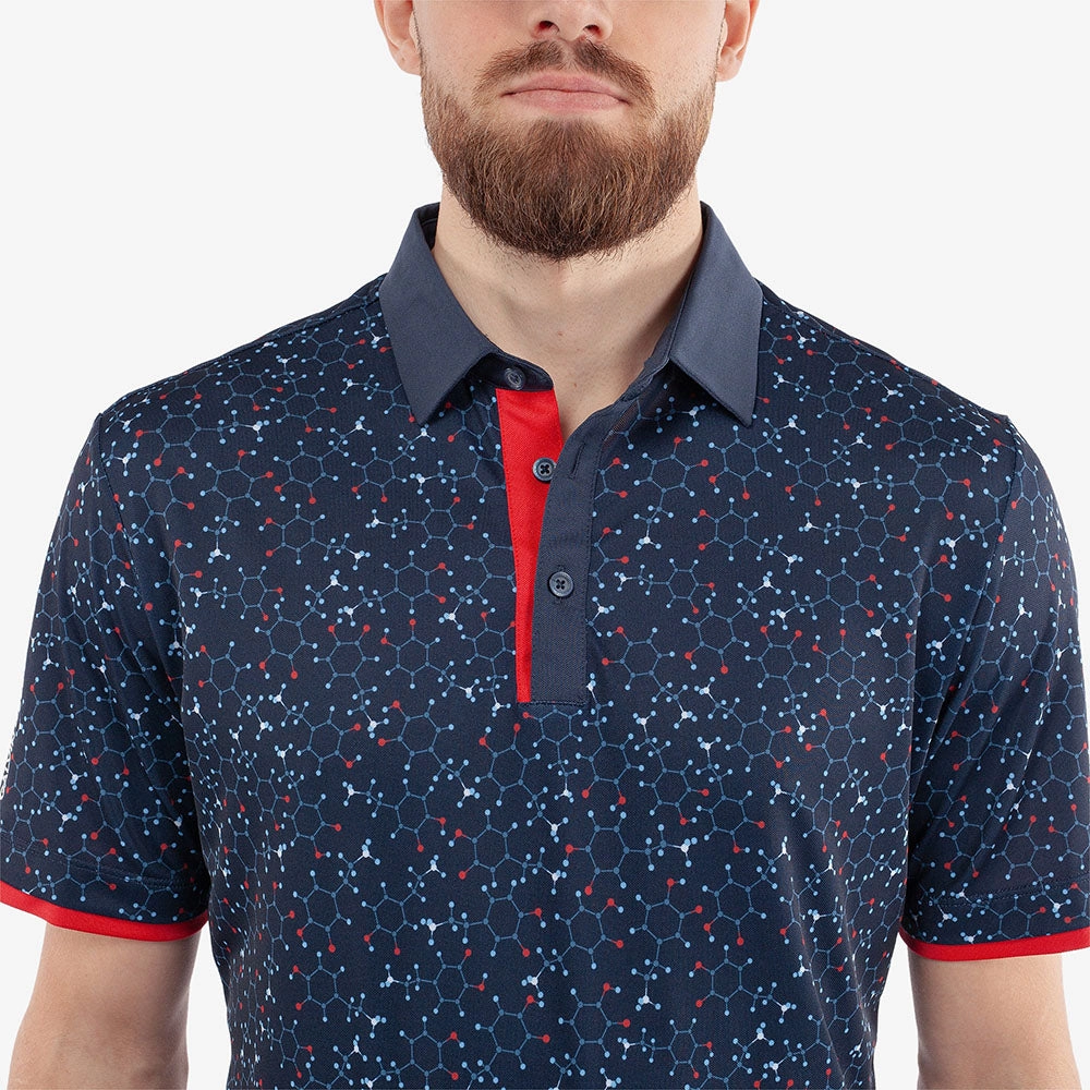 Galvin Green Mannix Polo Shirt - Navy/Red Garment Dyed Fit For Comfort