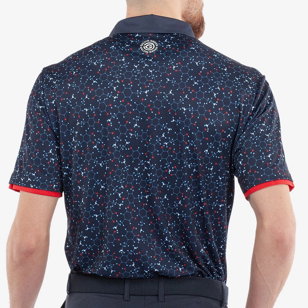 Breathable Cotton Fabric Day-to-Night Look Galvin Green Mannix Polo Shirt - Navy/Red