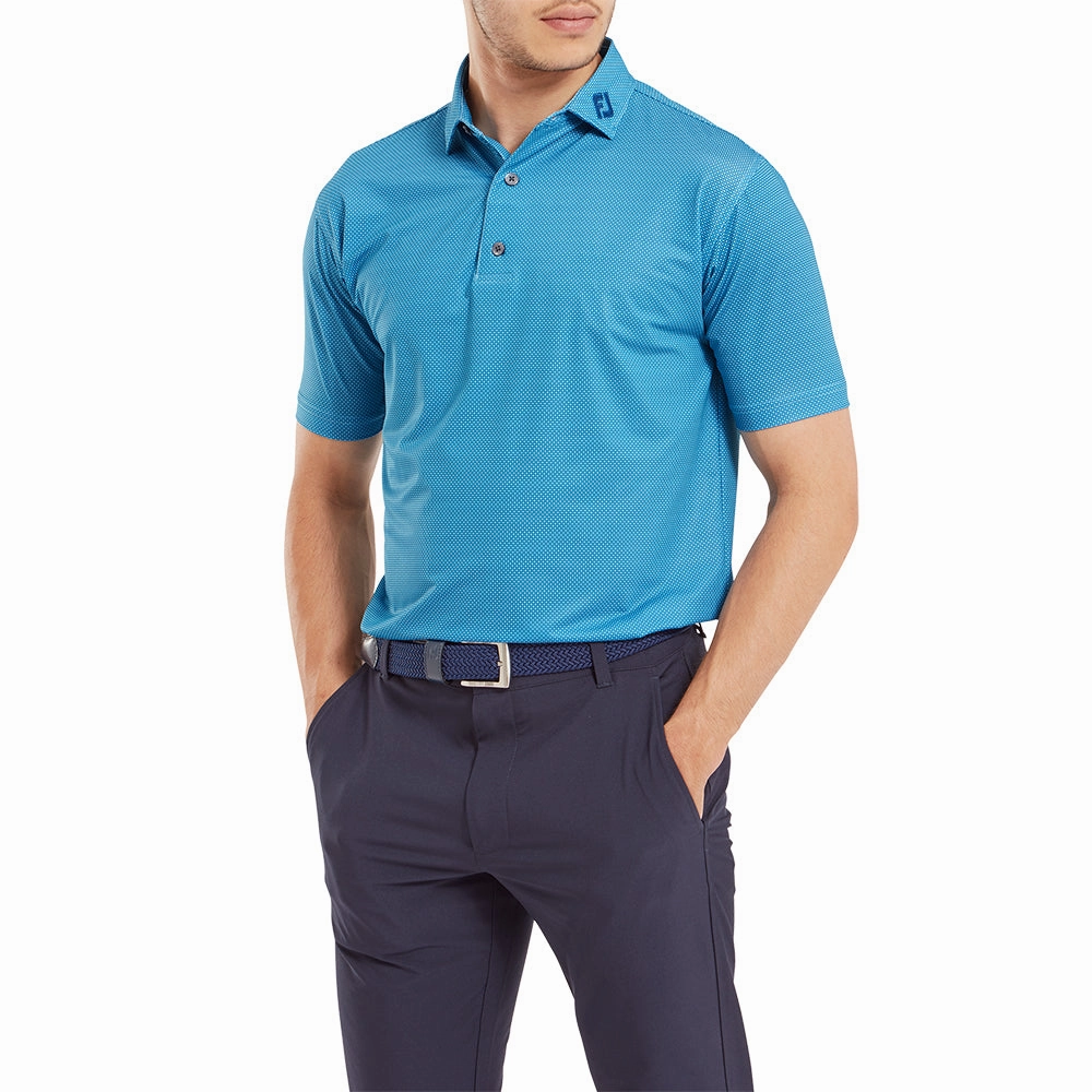 Chic Wear FootJoy Octagon Print Lisle Polo Shirt - Blue Sky