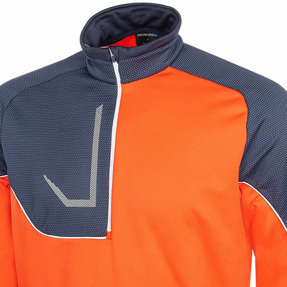 Galvin Green Daxton 1/2 Zip Insula Pullover - Orange/Navy/White date night look One-of-a-kind