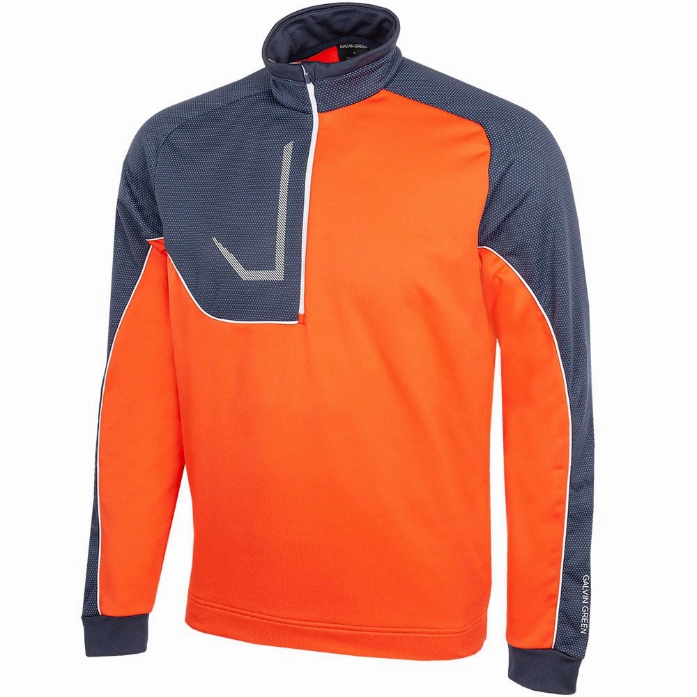 Velvet product launch Galvin Green Daxton 1/2 Zip Insula Pullover - Orange/Navy/White