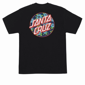 Santa Cruz Screaming Hibiscus Dot T-Shirt - Black yoga clothing Fashion Comfort